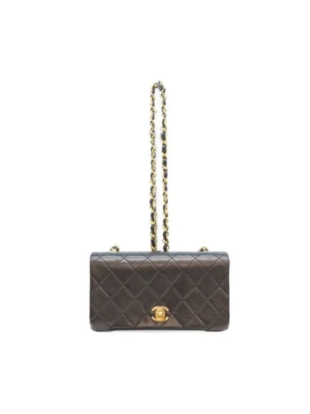 Chanel Black Gold Turnlock Full Flap Mini Quilted 19